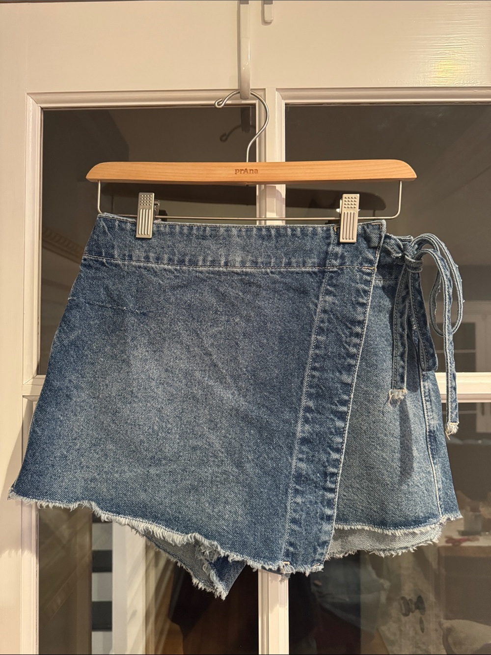 We The Free Wrap Mini Skort Side Tie - Blue Denim Sz: 6